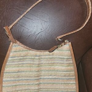 Chic Striped Tan Straw Shoulder Bag Mint VTG 1990 Liz Claiborne Eclectic Boho